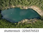 An old quarry and blue lagoon at Kangaslammi in Varkaus, Finland