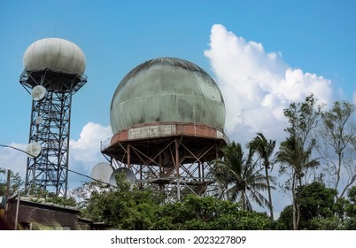 An Old Radar Tower For Air Traffic Control. Primary And Secondary Search Radars. At Tagaytay, Cavite, Philippines.