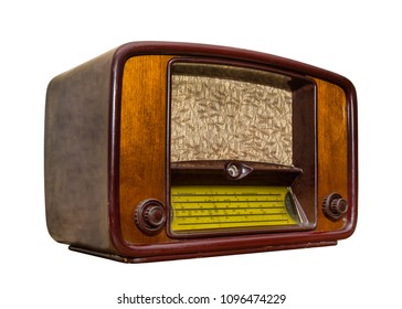 old radio on white background. side view. isolated, Retro style - Shutterstock ID 1096474229