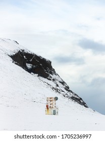 Old Radio Tower In The West Fjords, Iceland Winter