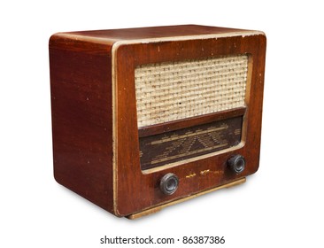 Old radio tuner  isolated on white background