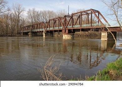 Old Railroad Bridge Over The Grand River, Michigan