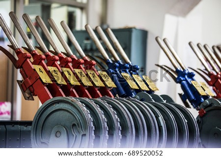 Old railroad switch levers