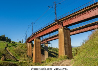 Old railway bridge in Carpathians, Ukraine