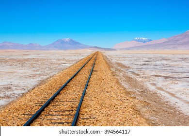 Old railway in Salar de Uyuni (salt flat), Bolivia - Shutterstock ID 394564117