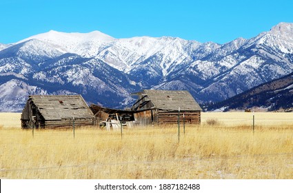 Old Ranch Barn And House In Montana