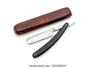 Old Razor With Wooden Box