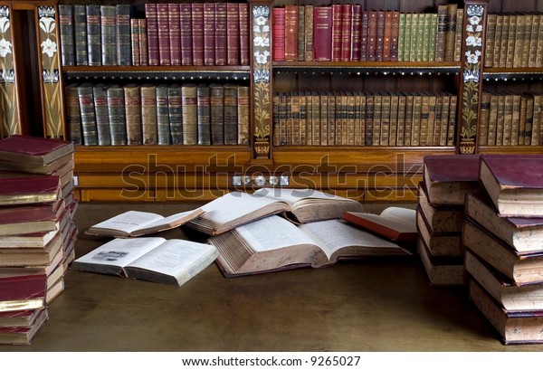 Old Reading Room Mess On Desk Royalty Free Stock Image