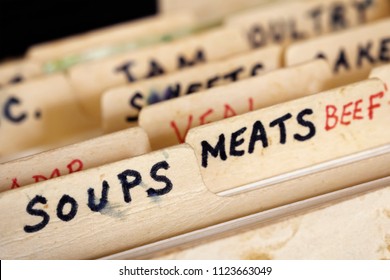 Old Recipe Box In Closeup.