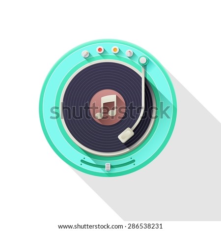 Old record player icon on white background.