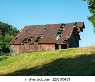 Old Red Barn On A Rural Arkansas Farm