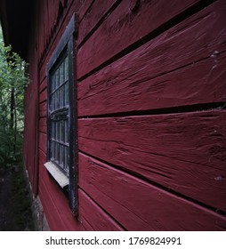 Old Red Barn Wall With Spiderweb Window 