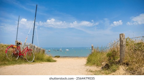 Old red bike on the beaches of Brittany in France. - Powered by Shutterstock