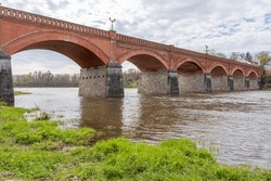 The Old Red Brick Bridge Across The Venta River. Kuldiga, Latvia