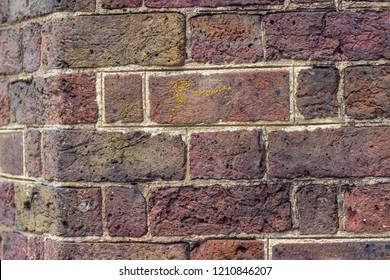 Old Red Brick Wall, 18th Century, London. Texture Background.