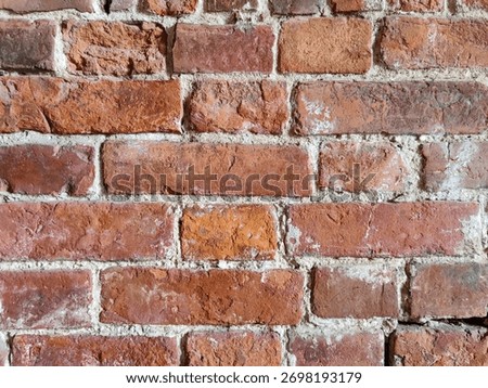 Old red brick wall background or texture. Weathered surface. Full frame. 