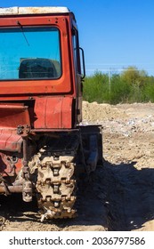 Old Red Bulldozer. Back View