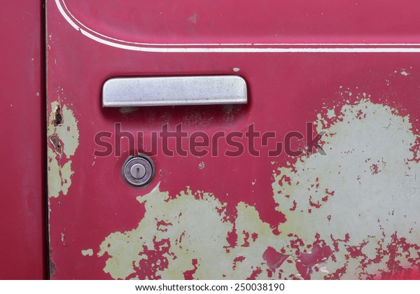 old red car door is\
lock