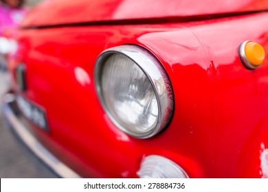 Old Red Car In Italy.