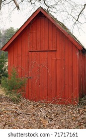 Old Red Farm And Garden Shed.