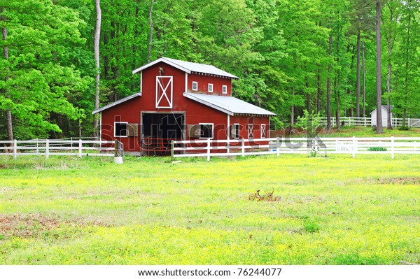 Old Red Horse Barn Woods Among Stock Photo (Edit Now) 76244077