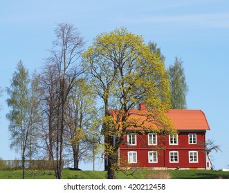 Old Red House In The Swedish Countryside
