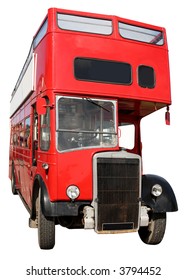 An Old Red London Double-decker Open Top Bus.