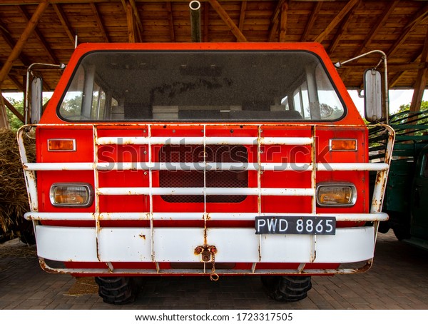 Old red polish  fire truck. Poland\
Wielkopolska 20/08/2019