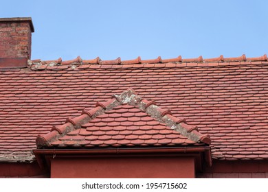 old red roof roof made of burnt tiles