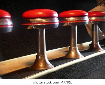 Old Red Stools In Roadside Diner