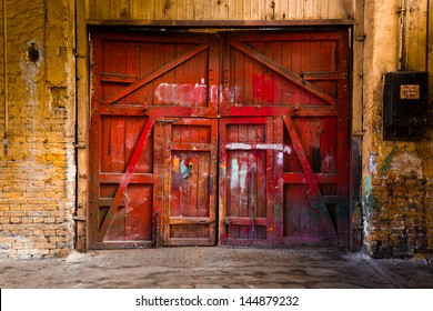 old red wood gate