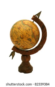 old retro globe isolated on white background