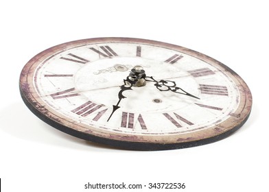 Old Retro Mechanical Wall Clock Isolated