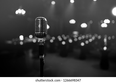 Old Retro Microphone And A Venue