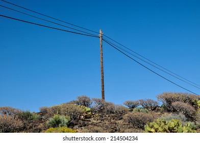 Old Retro Telephone Poles In The Field