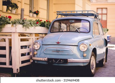 Old, retro, vintage, antique classic car, automobile, auto. Motor transport for drive, travel, transportation. Vintage effect style picture.