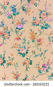 An Old Retro Wallpaper With A Floral Pattern.
