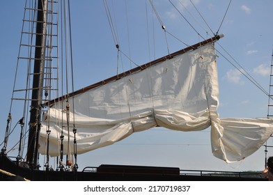 Old Rig Square Main Sail On A Schooner