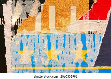 Old ripped torn posters background creased crumpled grungy paper backdrop urban street placard