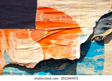 Old ripped torn posters grunge texture background creased crumpled paper backdrop placard surface urban street posters
