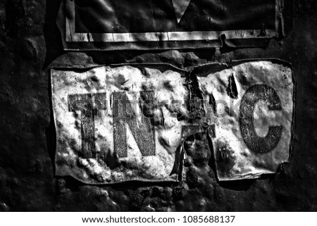 Old ripped torn sign letters sticker grunge poster backdrop background surface