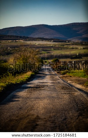 Similar – Image, Stock Photo Road to nowhere Field Hill