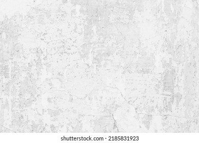 Old rough gray concrete wall with stucco, plaster texture. White paint on scratched background. Light grey beton surface. Cement floor design. Natural grunge wallpaper, weathered paper with cracks.