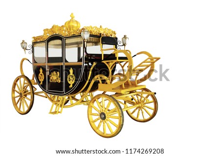 The old royal horse carriage in the British royal court isolated on white backgroung. This has clipping path.