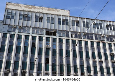 Old Ruined Abandoned Office Building In The City