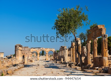 Old ruins at Pamukkale Turkey - architecture background