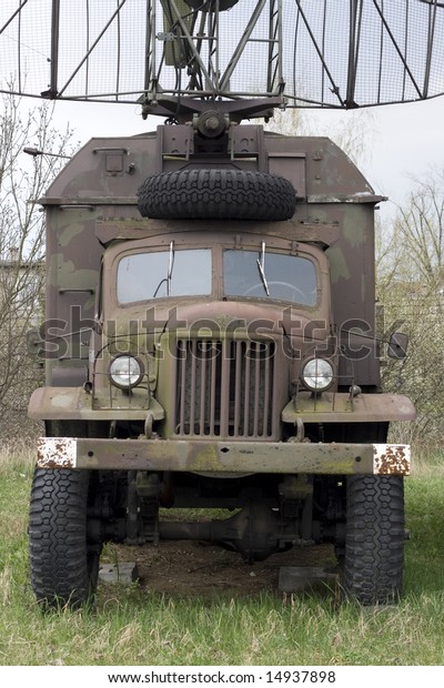 old russian military\
truck with radar