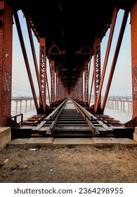 Old rusted abandoned Iron bridge 