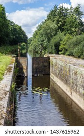 Old Rusted Canal Lock Gates Half Open