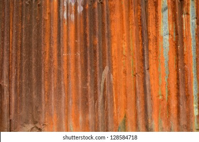 Old Rusted Corrugated Metal Wall